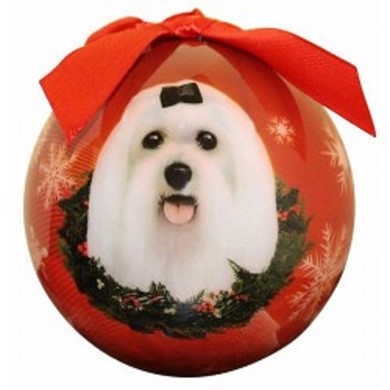 Raining Cats and Dogs | Maltese Ball Christmas Ornament