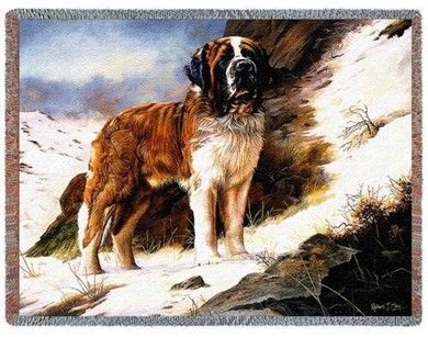 Raining Cats and Dogs | Saint Bernard Throw Blanket, Made in the USA