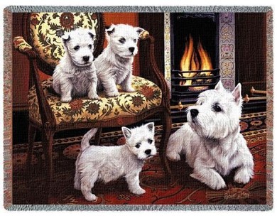 Raining Cats and Dogs | Westie Pups Throw Blanket, Made in the USA