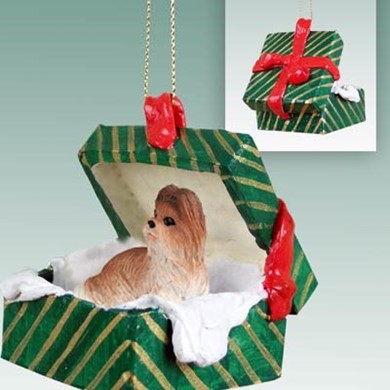 Raining Cats and Dogs | Shih Tzu Green Gift Box Dog Christmas Ornament