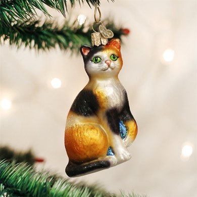 Raining Cats and Dogs | Calico Cat Old World Christmas Ornament
