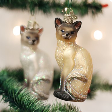 Raining Cats and Dogs | Siamese Old World Cat Christmas Ornament