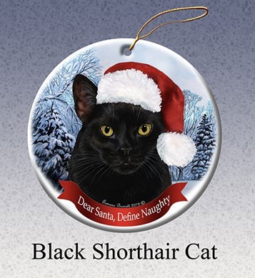 Raining Cats and Dogs | Black Cat Dear Santa Cat Christmas Ornament