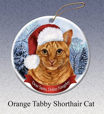 Raining Cats and Dogs | Orange Tabby Dear Santa Cat Christmas  Ornament