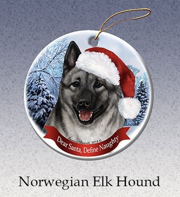Raining Cats and Dogs | Norwegian Elkhound Dear Santa Dog Christmas Ornament