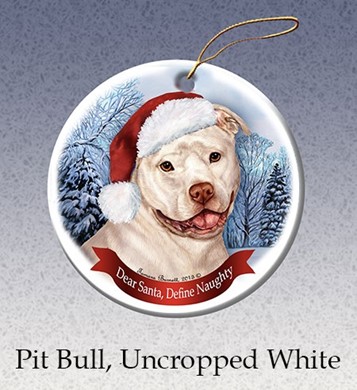 Raining Cats and Dogs | Pit Bull Uncopped Dear Santa Dog Christmas Ornament