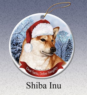 Raining Cats and Dogs | Shiba Inu Dear Santa Dog Christmas Ornament