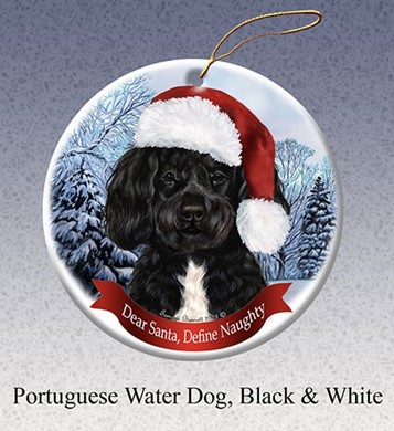 Raining Cats and Dogs | Portuguese Water Dog Dear Santa Dog Christmas Ornament