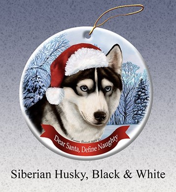 Raining Cats and Dogs | Siberian Husky Dear Santa Dog Christmas Ornament
