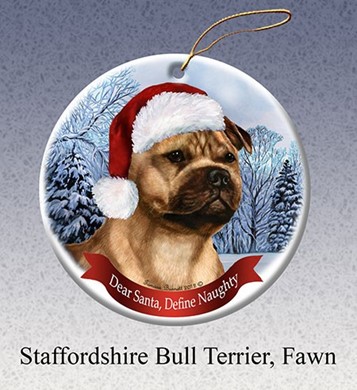 Raining Cats and Dogs | Staffordshire Terrier Dear Santa Dog Christmas Ornament
