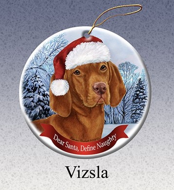 Raining Cats and Dogs | Vizsla Dear Santa Dog Christmas Ornament