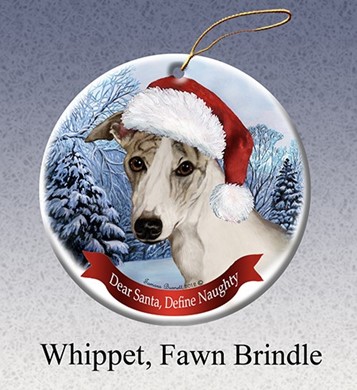 Raining Cats and Dogs | Whippet Dear Santa Dog Christmas Ornament