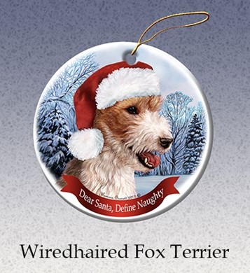 Raining Cats and Dogs | Wirehaired Fox Terrier Dear Santa Dog Christmas Ornament