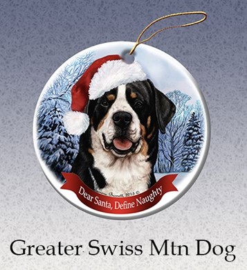 Raining Cats and Dogs | Greater Swiss Mountain Dear Santa Dog Christmas Ornament