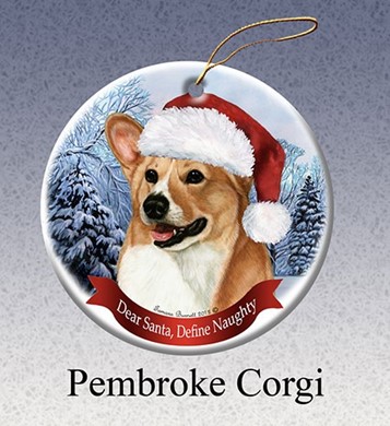 Raining Cats and Dogs | Welsh Corgi Pembroke Dear Santa Dog Christmas Ornament