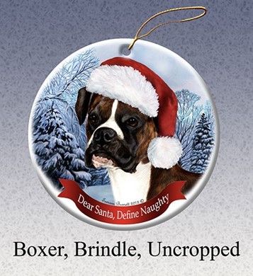 Raining Cats and Dogs | Boxer Uncropped Dear Santa Dog Christmas Ornament