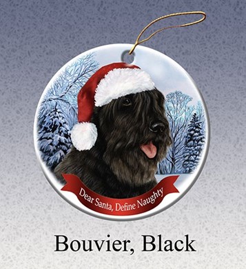 Raining Cats and Dogs | Bouvier Dear Santa Dog Christmas Ornament