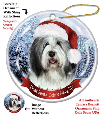 Raining Cats and Dogs | Bearded Collie Dear Santa Dog Christmas Ornament