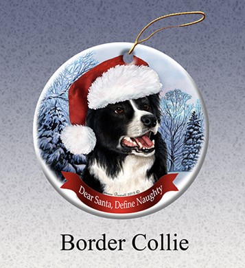 Raining Cats and Dogs | Border Collie Dear Santa Dog Christmas Ornament