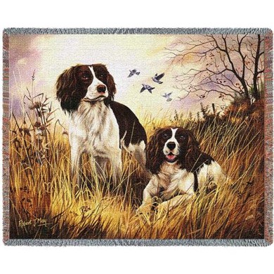 Raining Cats and Dogs | English Springer Spaniel Throw Blanket, Made in the USA