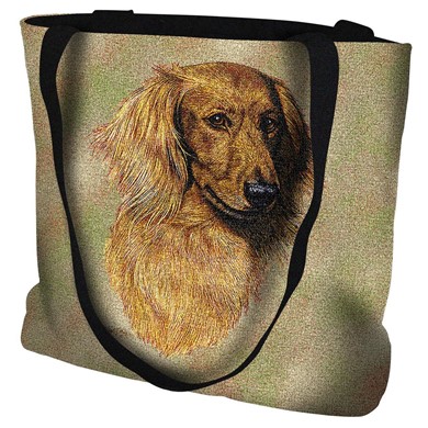 Raining Cats and Dogs | Longhaired Dachshund Red Tote Bag