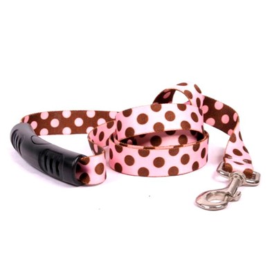 Raining Cats and Dogs | Pink and Brown Polka Easy Grip Lead, Made in the USA