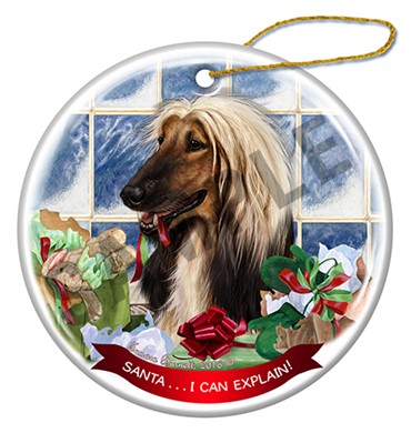 Raining Cats and Dogs | Santa I Can Explain Afghan Hound Christmas Ornament