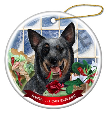 Raining Cats and Dogs | Australian Cattle Dog Santa I Can Explain Christmas Ornament