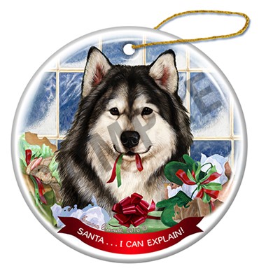 Raining Cats and Dogs | Alaskan Malamute Santa I Can Explain Christmas Ornament