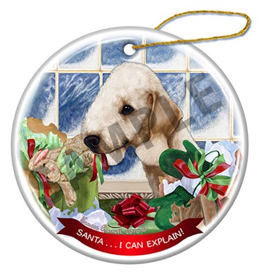 Raining Cats and Dogs | Bedlington Terrier Santa I Can Explain Dog Christmas Ornament