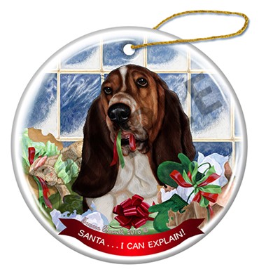 Raining Cats and Dogs | Basset Hound - Santa I Can Explain Ornament