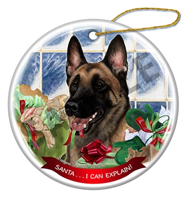 Raining Cats and Dogs | Belgian Malinois Santa I Can Explain Dog Christmas Ornament