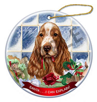 Raining Cats and Dogs | English Cocker Santa I Can Explain dog Christmas Ornament