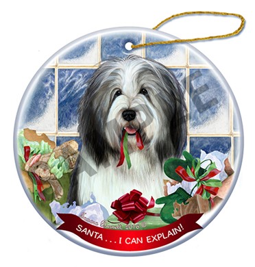 Raining Cats and Dogs | Santa I Can Explain Bearded Collie Dog Christmas Ornament