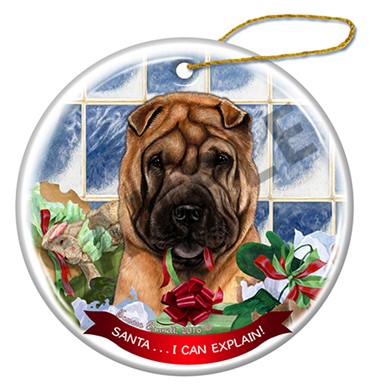 Raining Cats and Dogs | Santa I Can Explain Shar Pei Dog Christmas Ornament