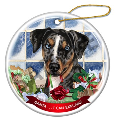 Raining Cats and Dogs | Catahoula Leopard Dog Santa I Can Explain Christmas Ornament