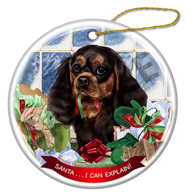 Raining Cats and Dogs |Cavalier King Charles Santa I Can Explain Dog Christmas Ornament