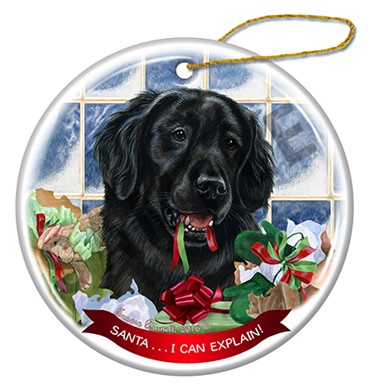 Raining Cats and Dogs | Santa I Can Explain Flat Coated Retriever Dog Christmas Orna