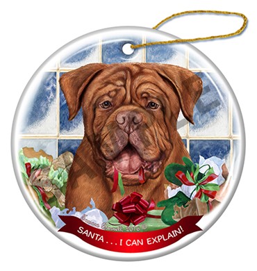 Raining Cats and Dogs | Santa I Can Explain Dogue de Bordeaux Dog Christmas Ornament