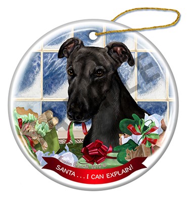 Raining Cats and Dogs | Santa I Can Explain Greyhound Dog Christmas Ornament