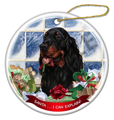 Raining Cats and Dogs | Santa I Can Explain Gordon Setter Dog Christmas Ornament