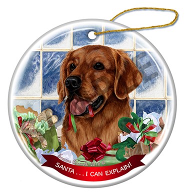 Raining Cats and Dogs | Santa I Can Explain Golden Retriever Dog Christmas Ornament