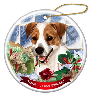 Raining Cats and Dogs |  Santa I Can Explain Jack Russell Dog Christmas Ornament