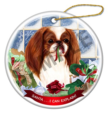 Raining Cats and Dogs |  Santa I Can Explain Japanese Chin Dog Christmas Ornament