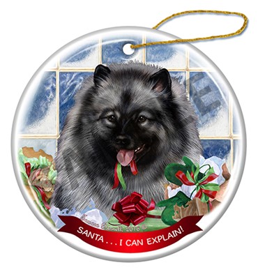 Raining Cats and Dogs | Santa I Can Explain Keeshond Dog Christmas Ornament
