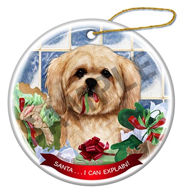Raining Cats and Dogs |Santa I Can Explain Lhasa Apso Dog Christmas Ornament