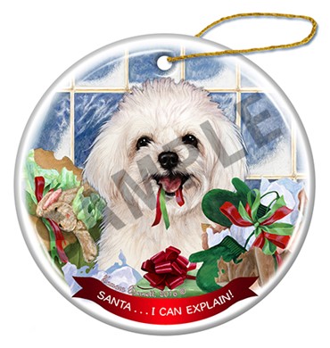 Raining Cats and Dogs | Santa I Can Explain Maltipoo Dog Christmas Ornament