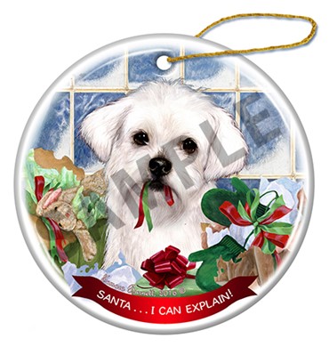 Raining Cats and Dogs | Maltese Santa I Can Explain Dog Christmas Ornament