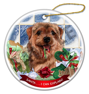 Raining Cats and Dogs | Santa I Can Explain Norfolk Terrier Dog Christmas Ornament