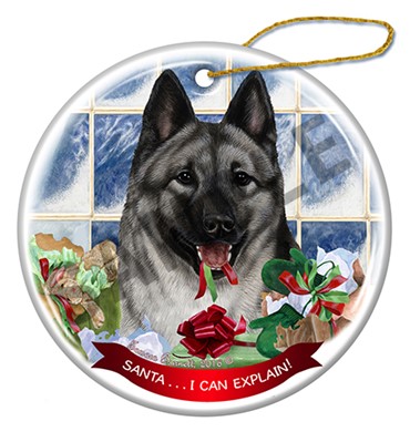Raining Cats and Dogs | Santa I Can Explain Norwegian Elkhound Dog Christmas Ornament